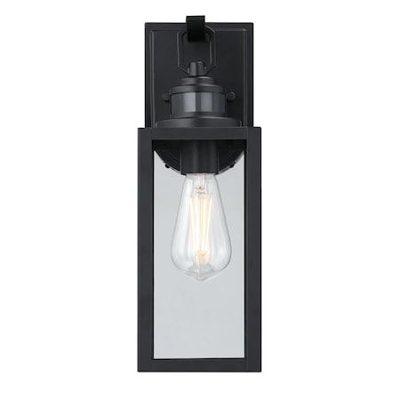 Fixture Wall Outdoor 60W Motion Sensor Victoria, Matte Black Clear Glass